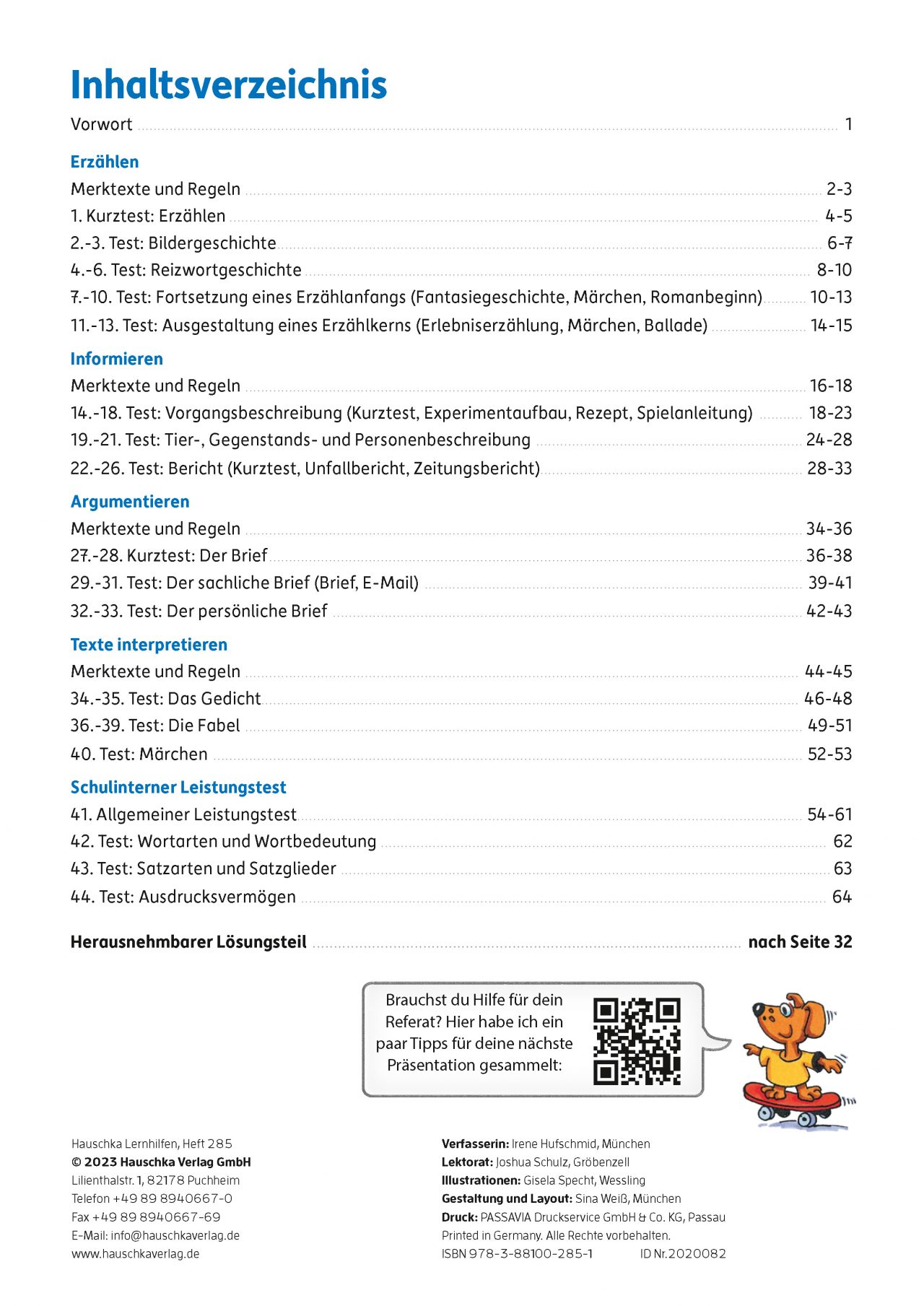 Tests in Deutsch - Aufsatz Gymnasium 5. Klasse | Nr. 285 - Hauschka Verlag